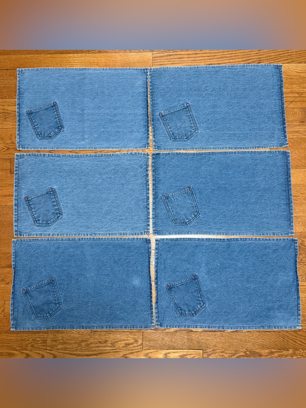 Set of (6) Vintage Jean Placemats with Pockets by the Natural Jean Company